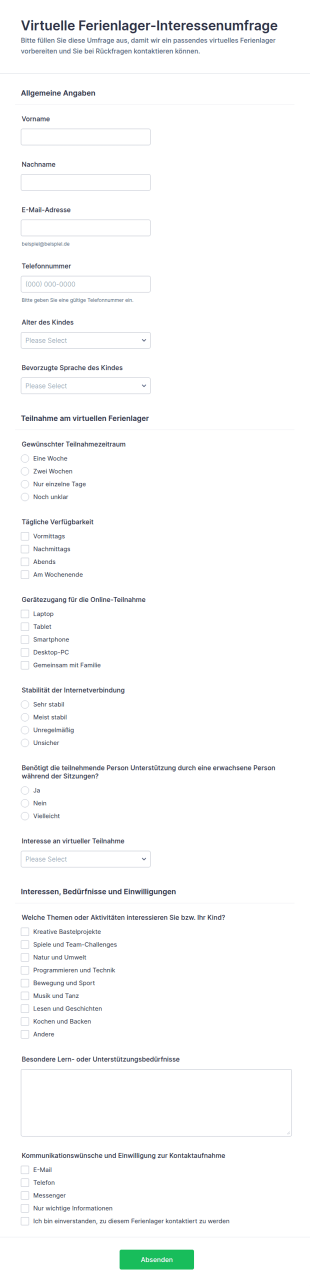 Interesse Am Sommercamp Survey