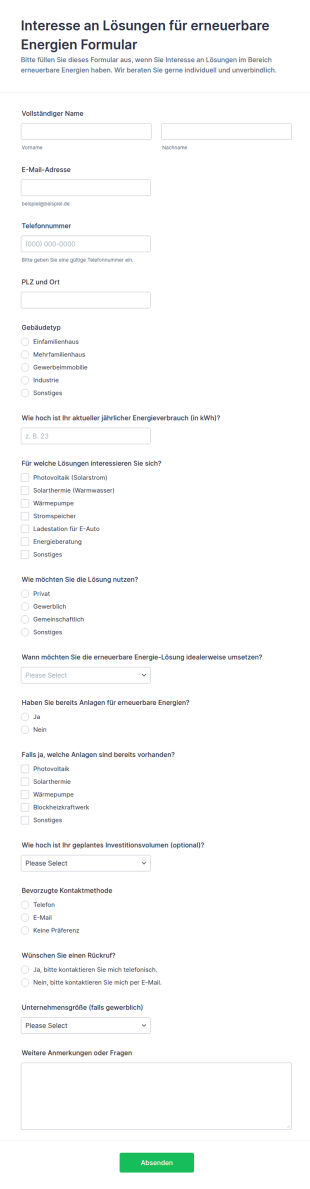 Interesse An Lösungen Für Erneuerbare Energien