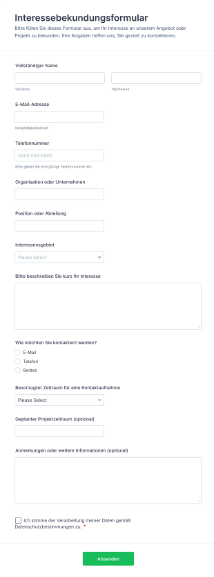 Interessebekundungsformular