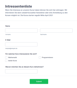 Interessentenformular