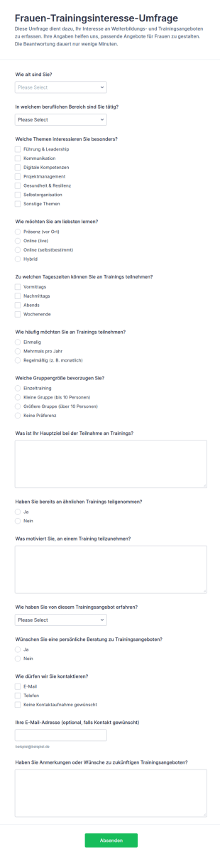 Interessenumfrage Zu Trainingsangeboten Für Frauen