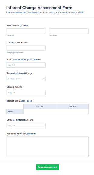 Interest Charge Assessment Form Template