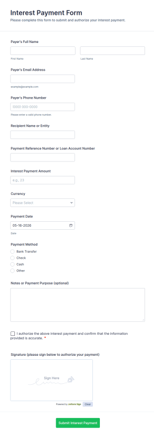 Interest Payment Form Template