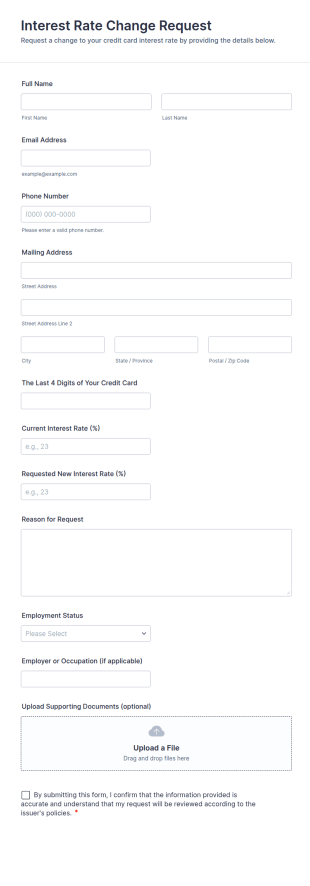 Interest Rate Change Request Form Template