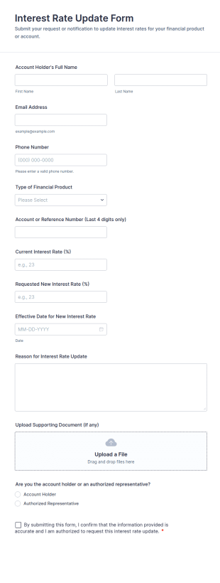 Interest Rate Update Form Template