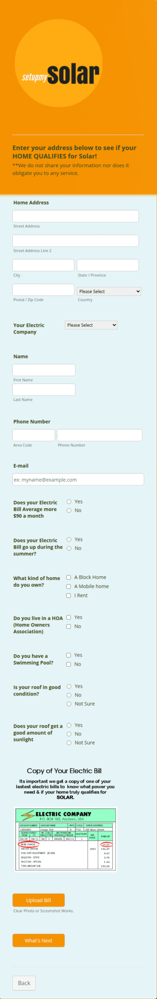 Interested In Solar Form Template