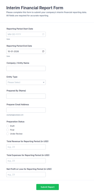 Interim Financial Report Form Template