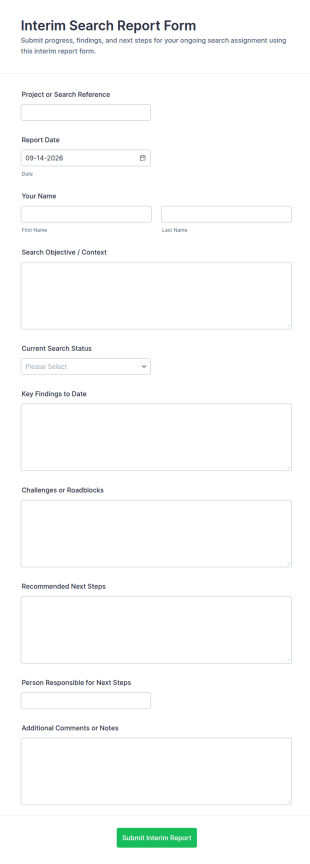 Interim Search Report Form Template