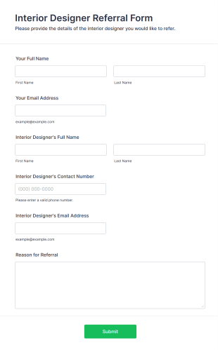 Interior Designer Referral Form Template