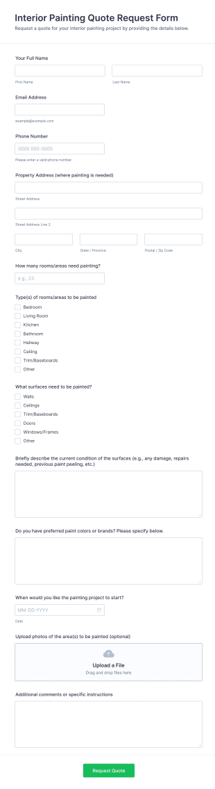 Interior Painting Quote Request Form Template