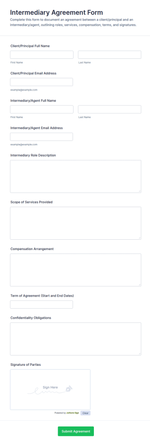 Intermediary Agreement Form Template