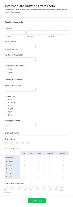 Intermediate Drawing Exam Form Template
