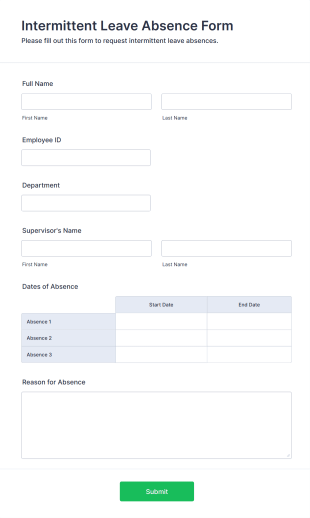 Intermittent Leave Absence Form Form Template