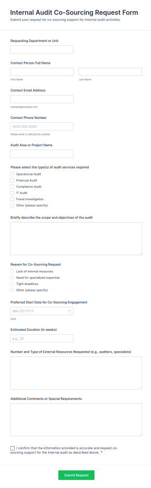 Internal Audit Co Sourcing Request Form Template