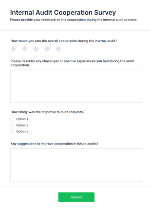 Internal Audit Cooperation Survey Form Template