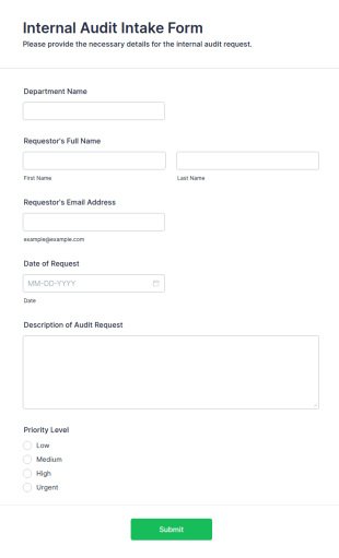 Internal Audit Intake Form Template