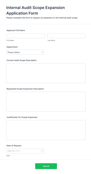 Internal Audit Scope Expansion Application Form Form Template
