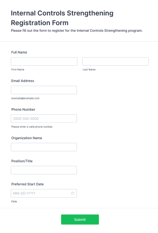Internal Controls Strengthening Registration Form Template
