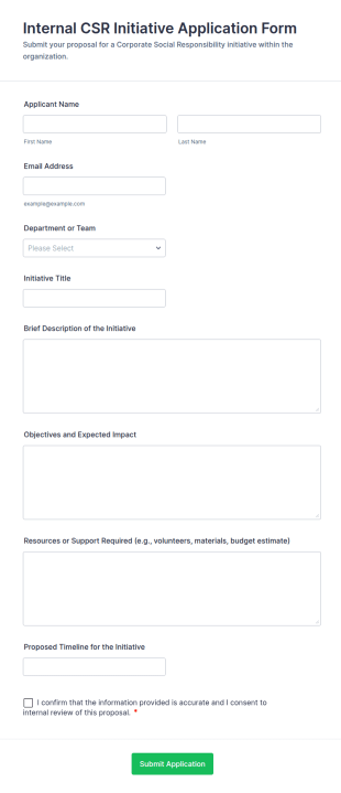 Internal CSR Initiative Application Form Template