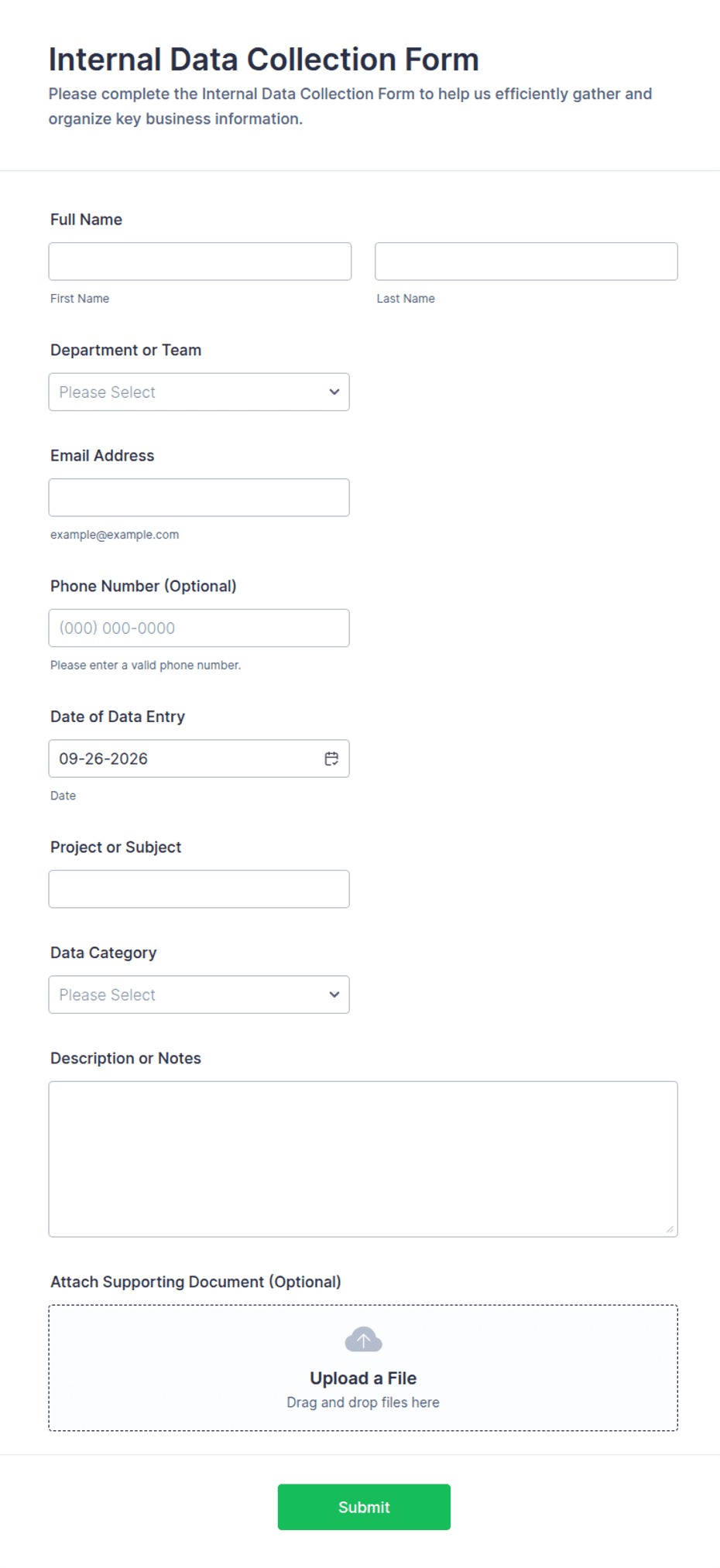 Internal Data Collection Form Template | Jotform