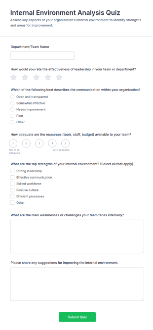 Internal Environment Analysis Quiz Form Template