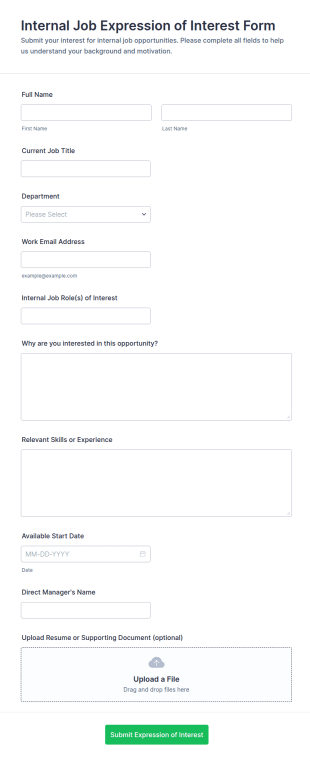Internal Job Expression Of Interest Form Template