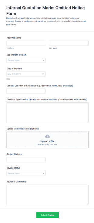 Internal Quotation Marks Omitted Notice Form Template