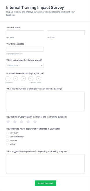 Internal Training Impact Survey Form Template