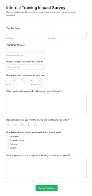 Internal Training Impact Survey Form Template