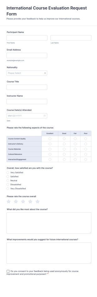 International Course Evaluation Request Form Template