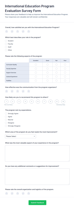 International Education Program Evaluation Survey Form Template