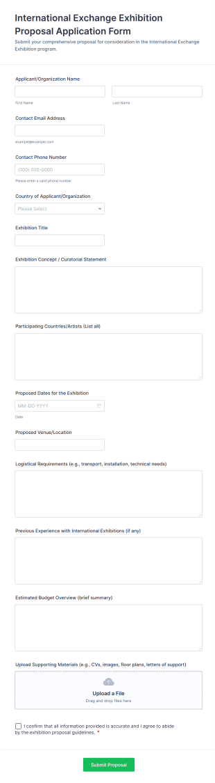 International Exchange Exhibition Proposal Application Form Template