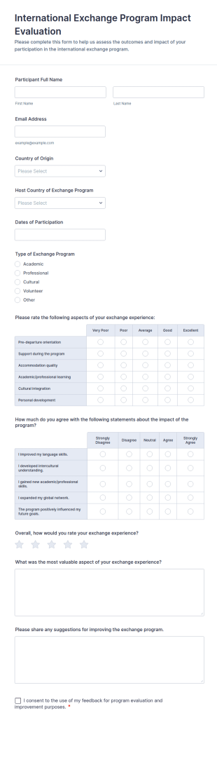 International Exchange Program Impact Evaluation Form Template