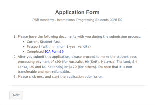 International Progressing Student Application Form Template