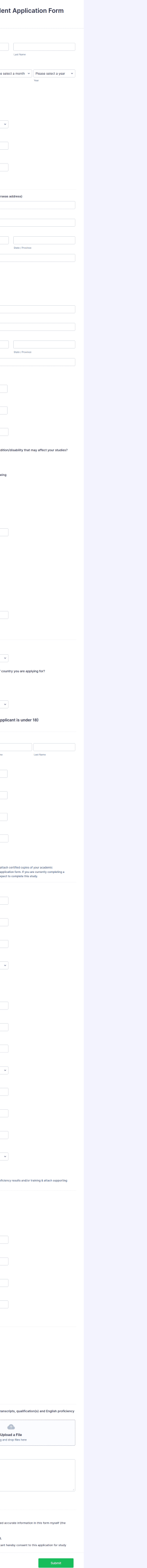 International Student Application Form Template