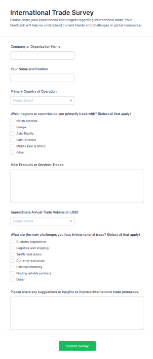 International Trade Survey Form Template