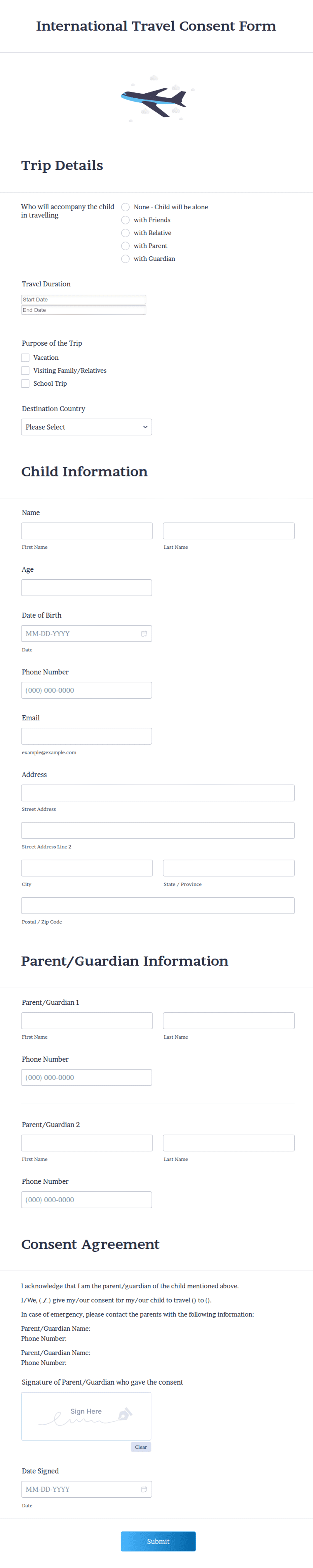 Ih Form Example International travel consent form | Mapsru.com