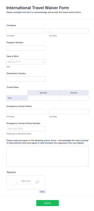 International Travel Waiver Form Template