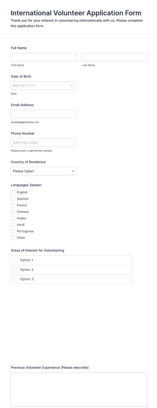 International Volunteer Application Form Template