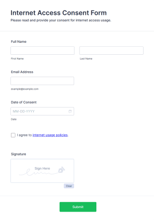 Internet Access Consent Form Template