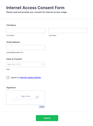 Internet Access Consent Form Template