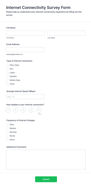 Internet Connectivity Survey Form Template