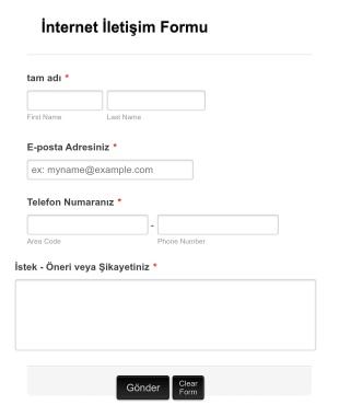 İnternet İletişim Form Template