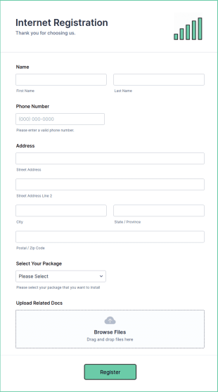 Internet Registration Form Template