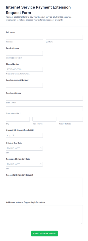 Internet Service Payment Extension Request Form Template
