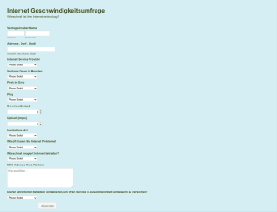 Internetgeschwindigkeitsumfrage Form Template
