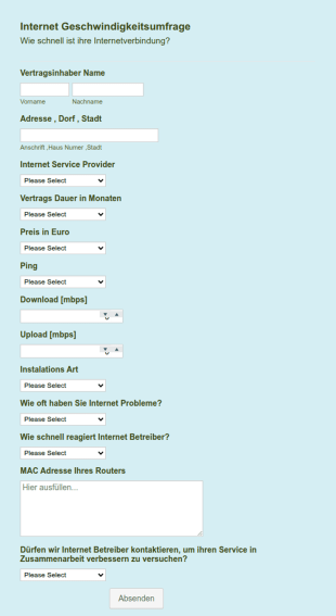 Internetgeschwindigkeitsumfrage