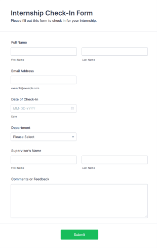 Internship Check In Form Template