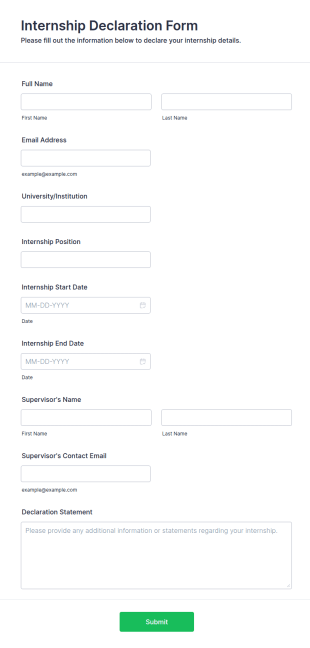 Internship Declaration Form Template