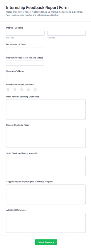 Internship Feedback Report Form Template